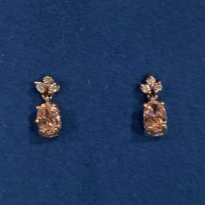 Sterling Silver Pink and Clear Cubic Zirconia Drop Earrings